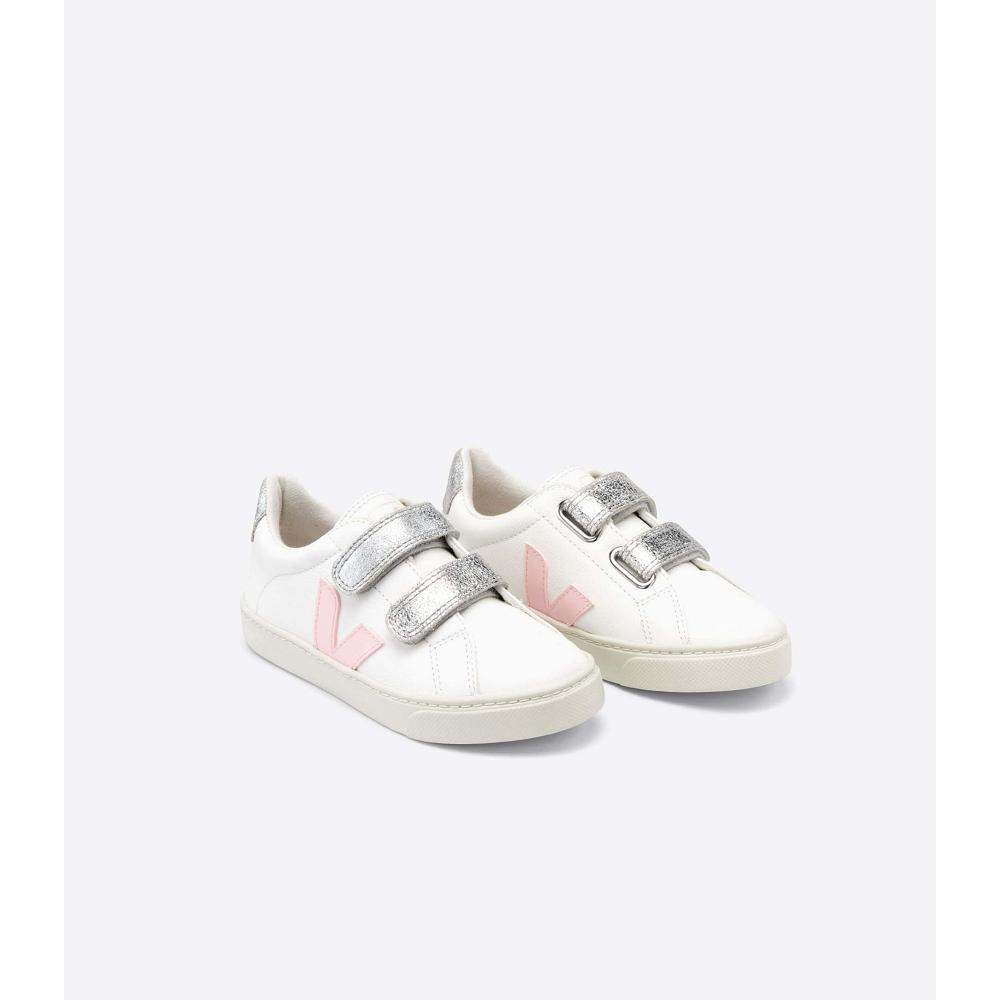 White/Pink Kids' Veja ESPLAR CHROMEFREE Shoes | AU 731PJJ